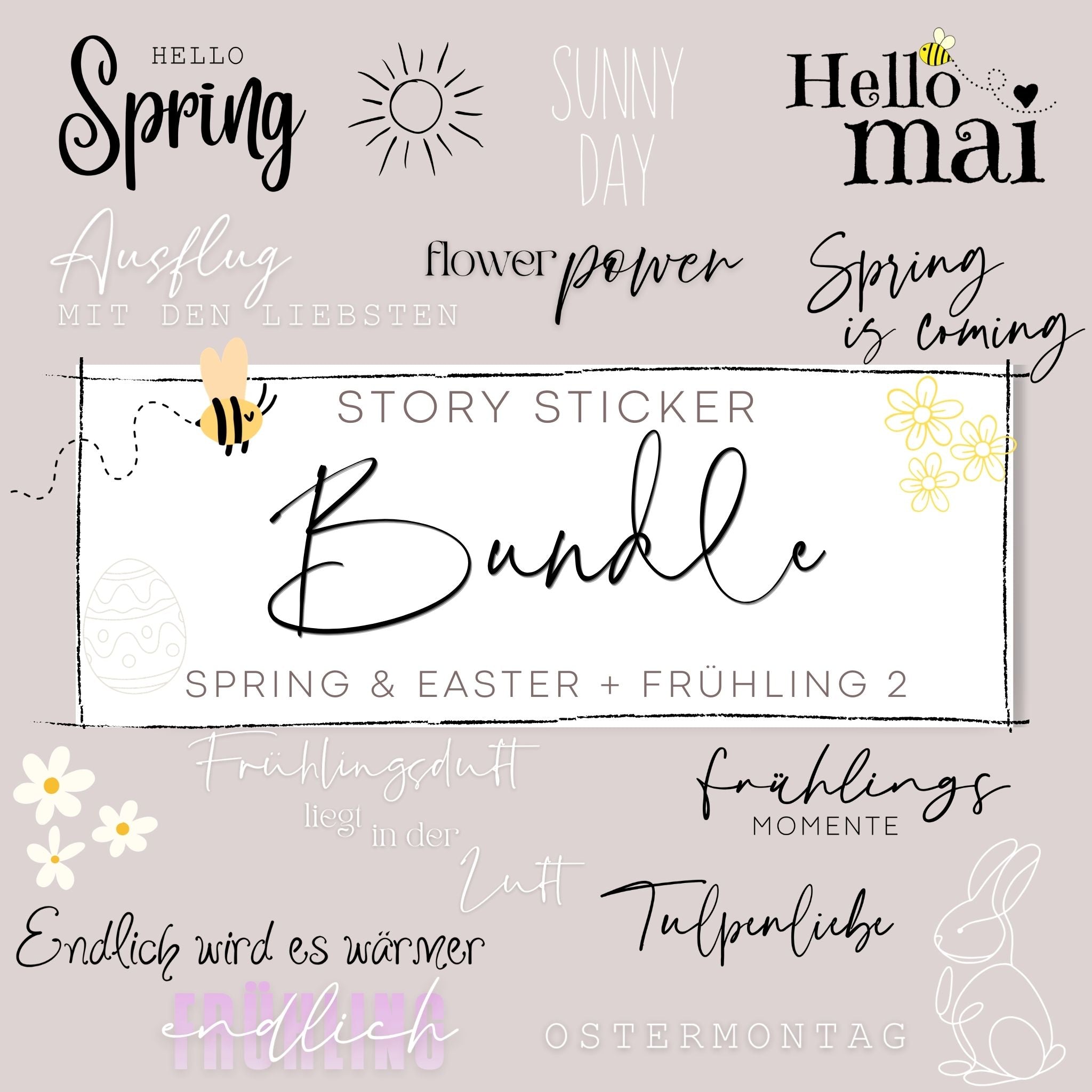 SPRING & EASTER + FRÜHLING 2 BUNDLE | 200+ STORY STICKER