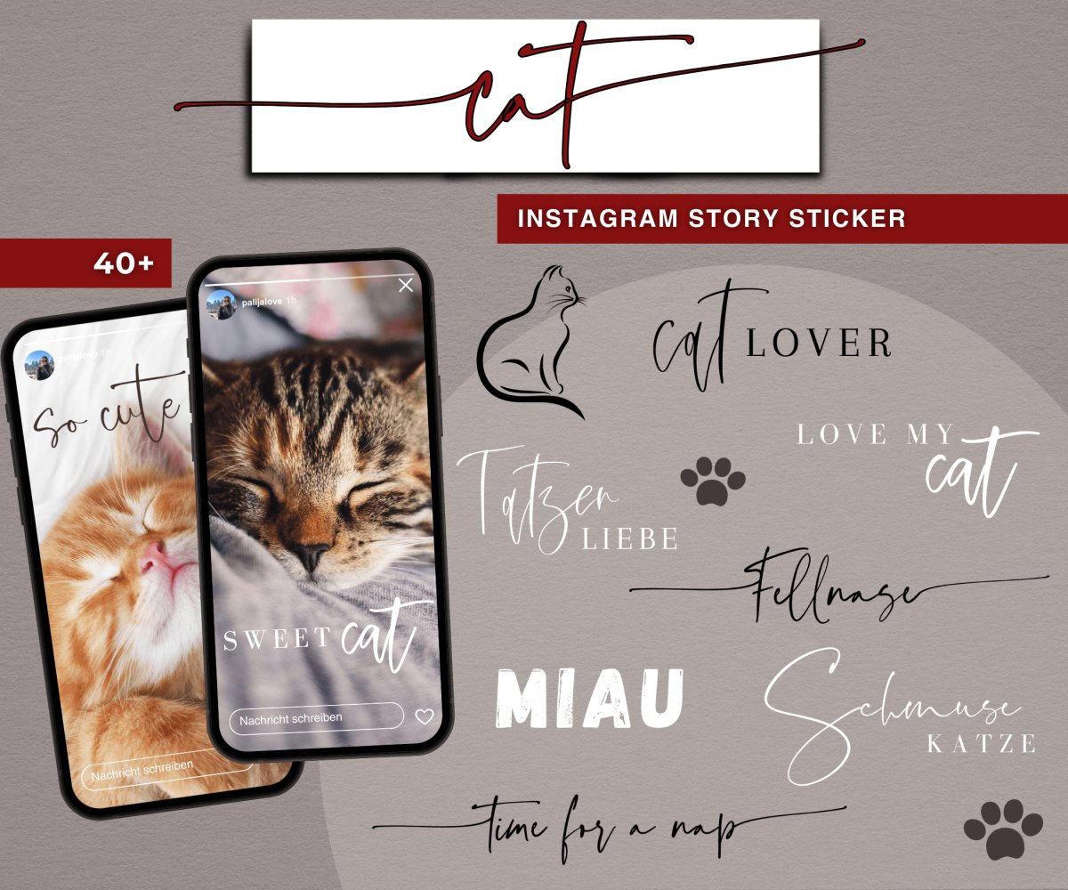 CAT | 40+ STORY STICKER - palijalovedesign