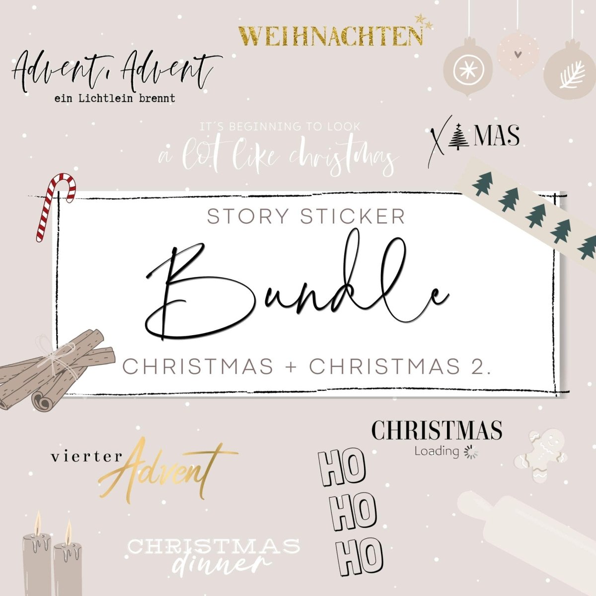 CHRISTMAS + CHRISTMAS 2. BUNDLE | 390 STORY STICKER - palijalovedesign