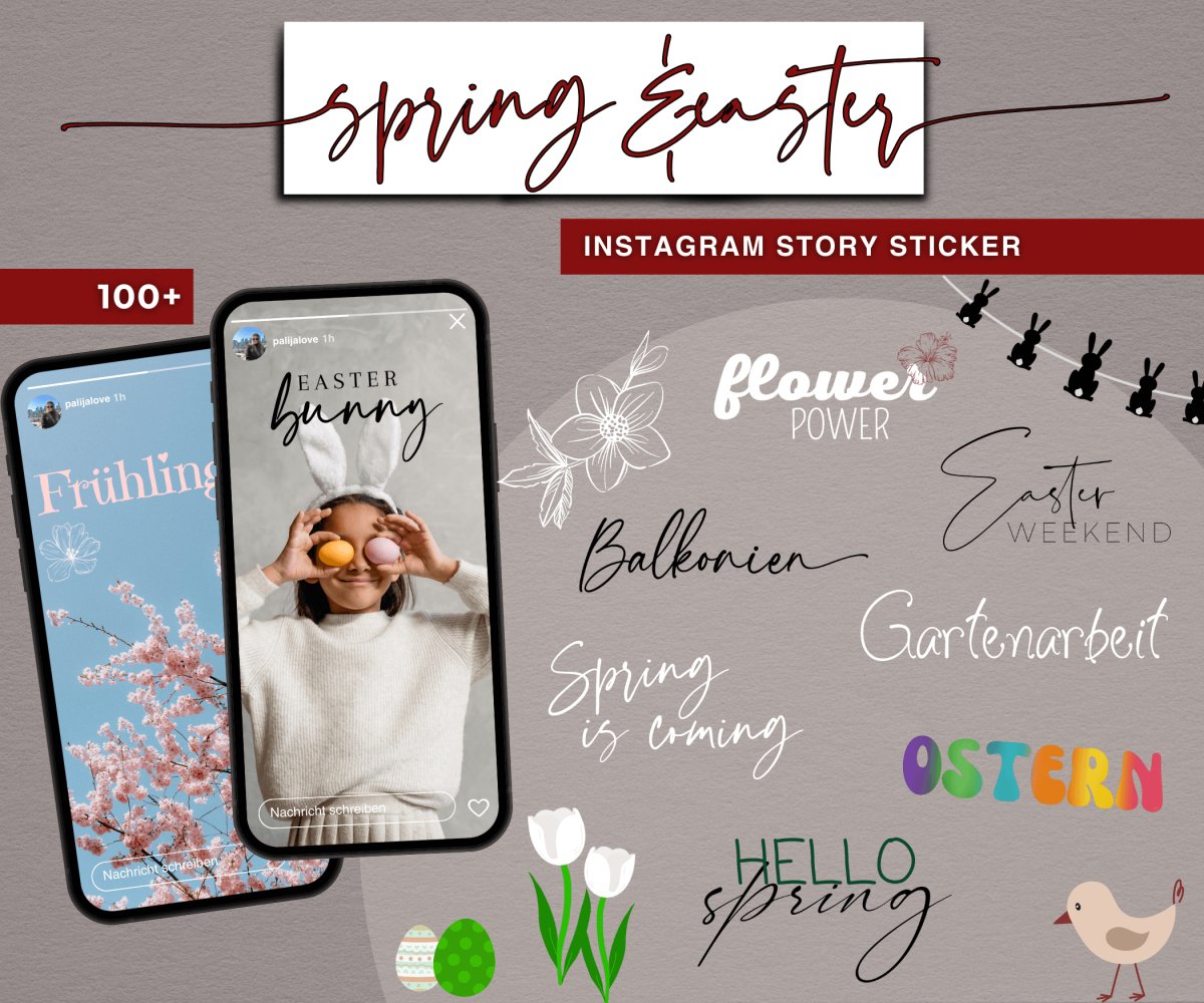 SPRING & EASTER | 100+ STORY STICKER - palijalovedesign