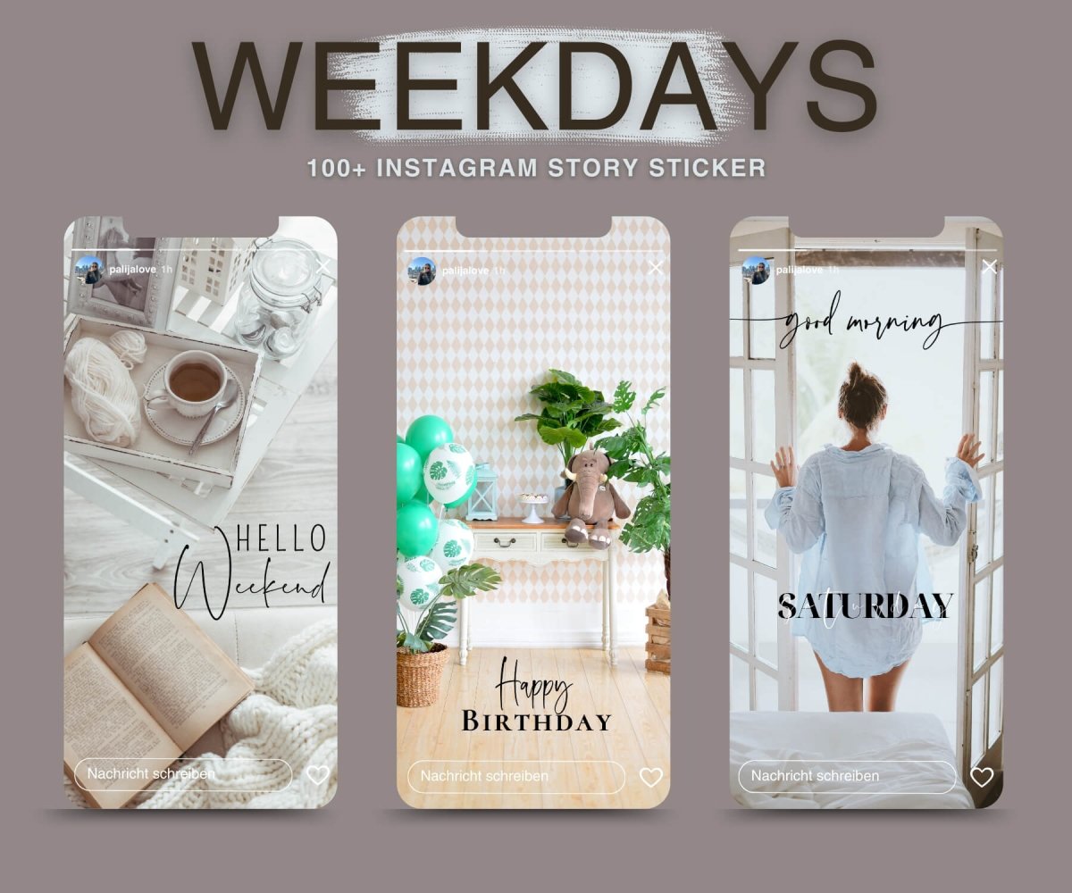 WEEKDAYS | 100+ STORY STICKER - palijalovedesign
