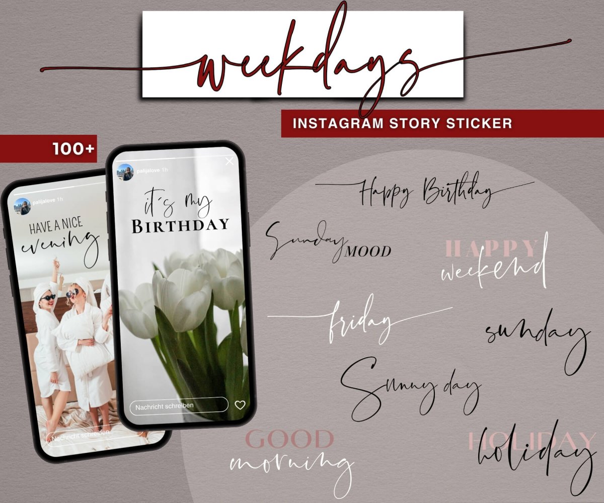 WEEKDAYS | 100+ STORY STICKER - palijalovedesign