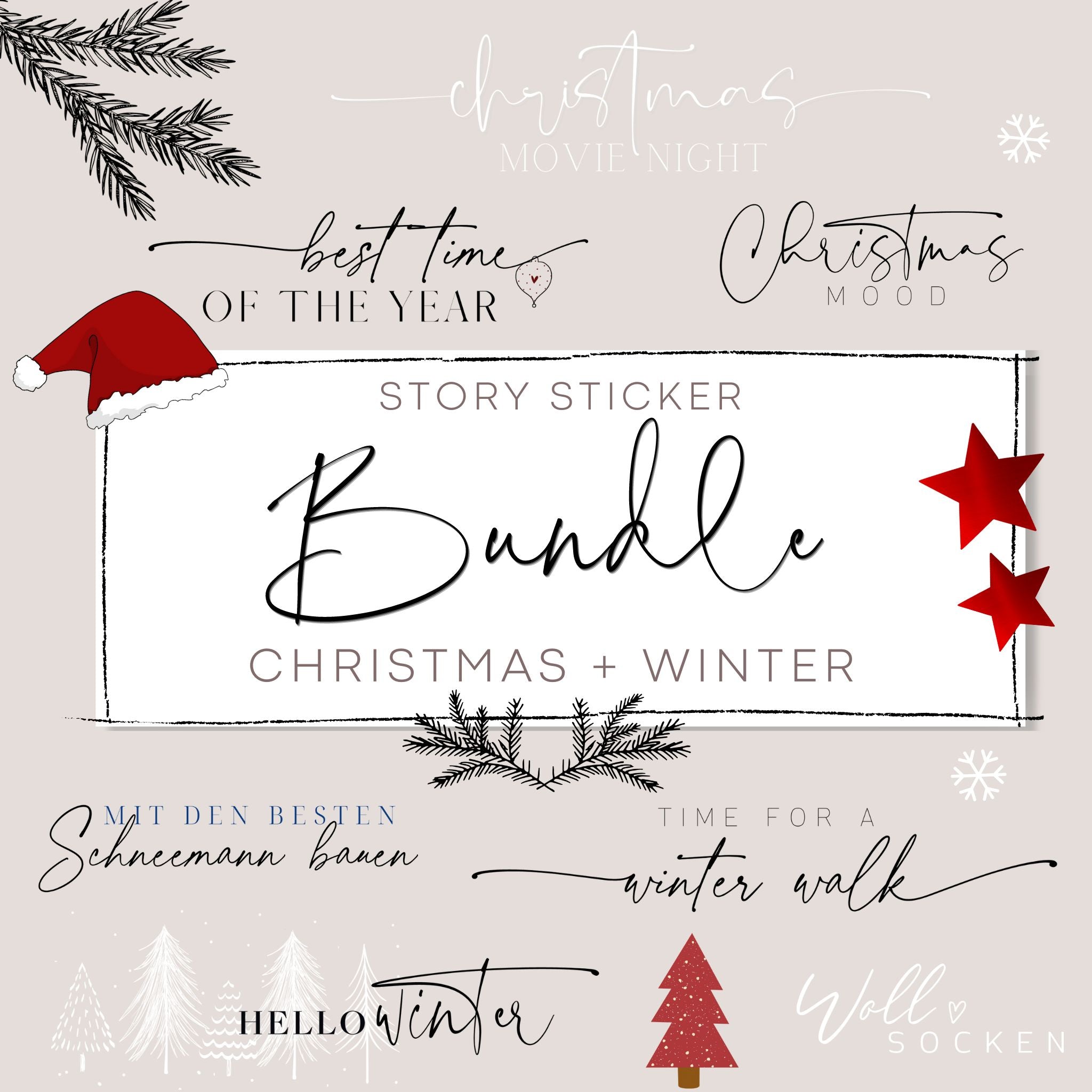 CHRISTMAS + WINTER BUNDLE | 300+ STORY STICKER - palijalovedesign
