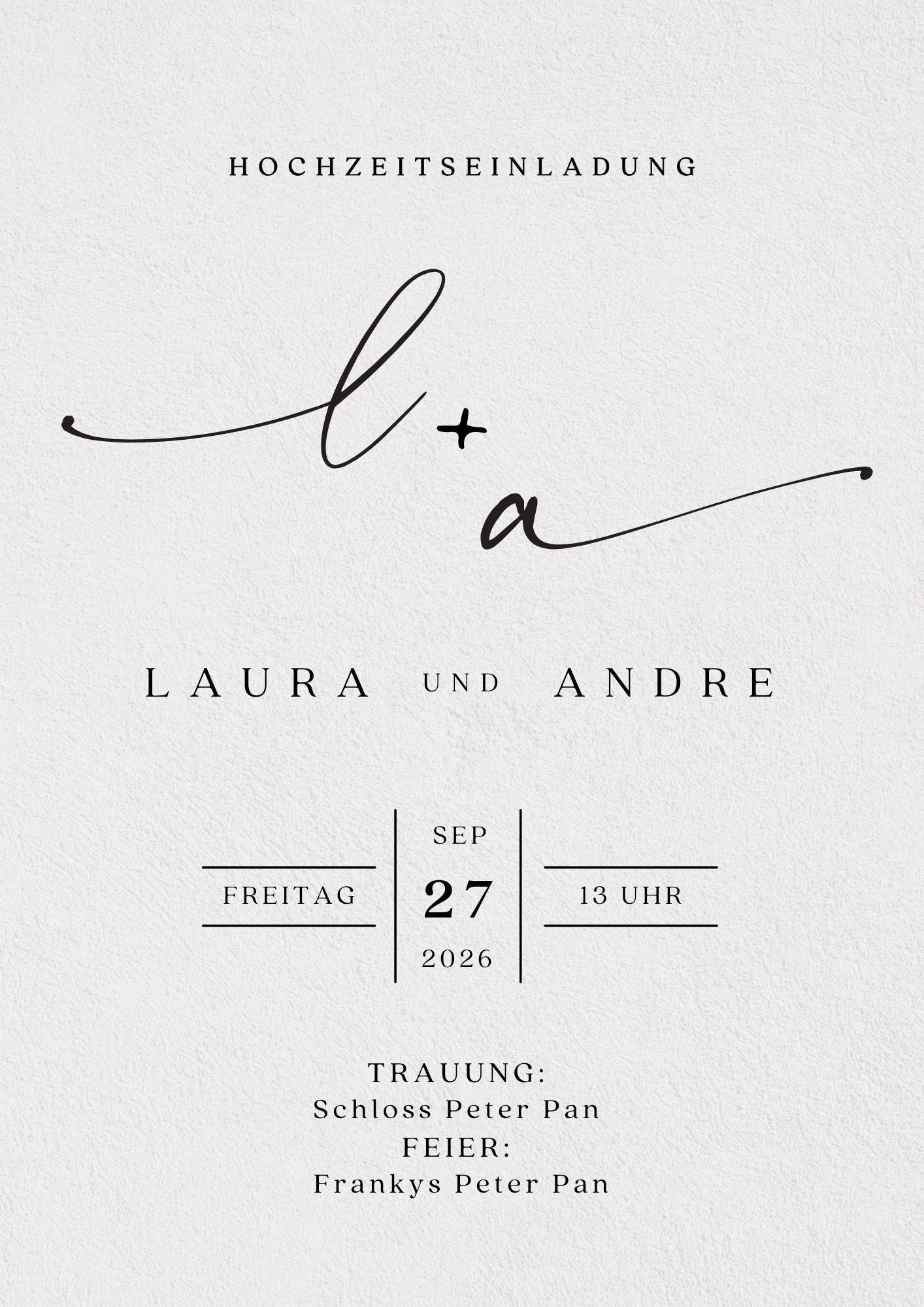 Hochzeitseinladungskarten- Personalisierbar mit deinem Text