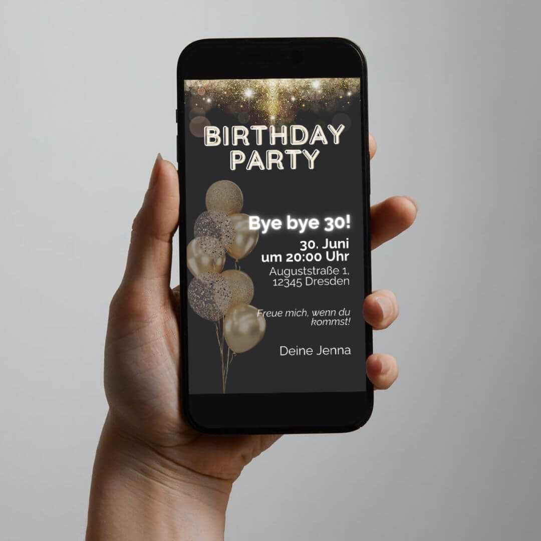 "GOLD - BLACK" Geburtstag | E - CARD - palijalovedesign